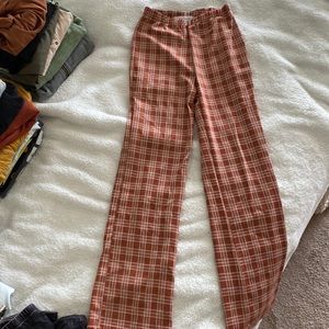 Red/white plaid pants